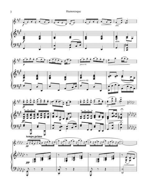 Humoresque Op 101 No 7 For Violin And Piano Gb Major By Antonin Dvorak Violin Solo