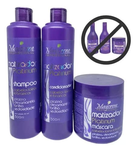 Kit Desamarelador Matizador Platinum 3x500ml Maycrene Parcelamento