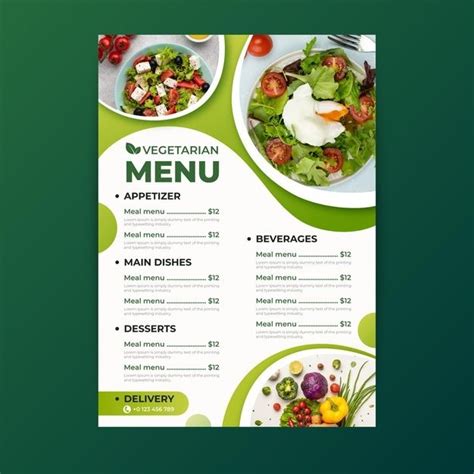 Gradient Vegetarian Food Menu Template Green Menu Template