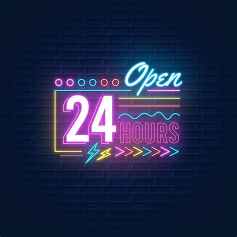 Letrero de neón abierto las 24 horas Vector Gratis