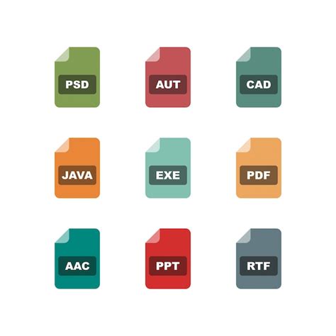 Conjunto De Iconos De Formatos De Archivo Vector Premium