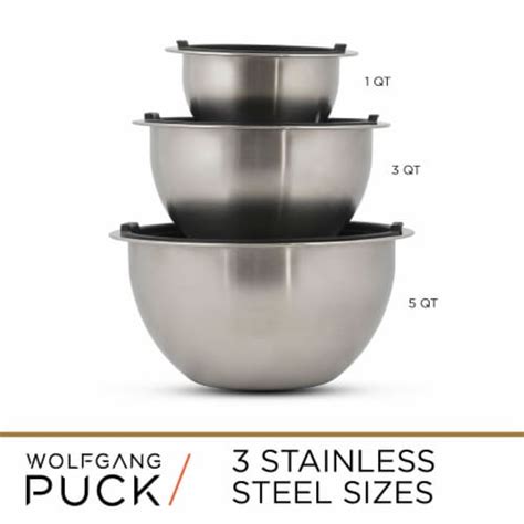 Wolfgang Puck 6 Piece Stainless Steel Mixing Bowl Set With Lids 3 Sizes 1qt 3qt 5qt Ove 1