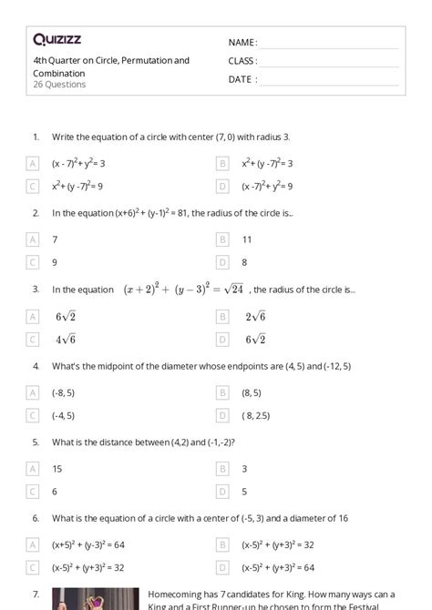 50 Permutation And Combination Worksheets For 10th Class On Quizizz