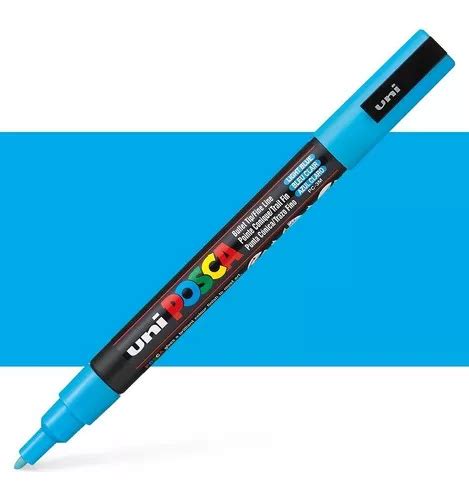 Unidade Uni Posca Marker Pc M X Azul Claro Mercadolivre