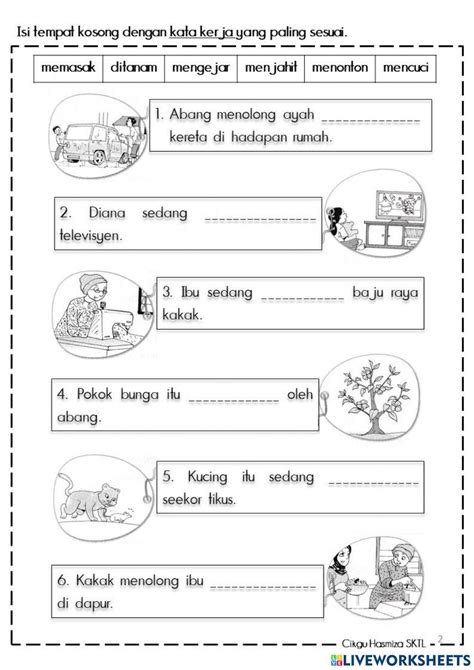 Kata Kerja Exercise For Tahun 2 Dan Tahun 3 Live Worksheets