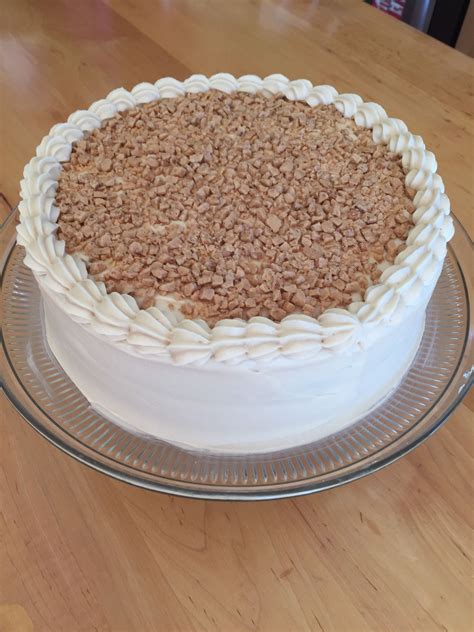 Butter Brickle Cake With Brown Sugar Cream Cheese Frosting And Topped