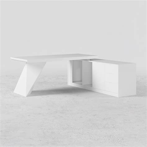 70.9" Modern White L-Shape Executive Desk Drawers & Cabinet Large ...