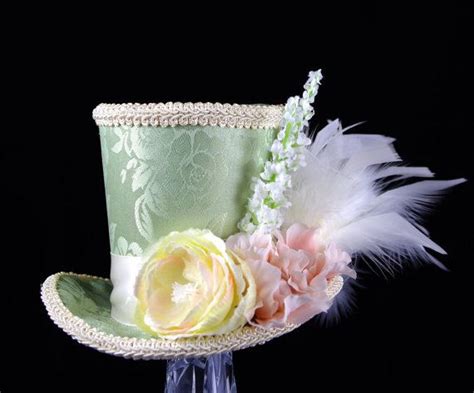 Pale Green and Cream Flower and Feather Mini Top Hat | Etsy | Cream ...