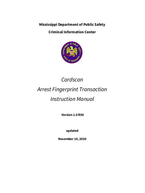 Fillable Online Cardscan Arrest Fingerprint Transaction Instruction