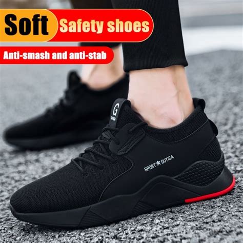 Guyisa Safety Shoes Men Steel Toe Breathable Anti Smash And Anti