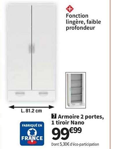 Offre Armoire Penderie 2 Portes Nano Chez Conforama