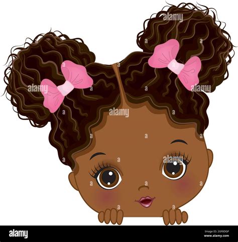 Cute Little Peekaboo Baby Girl With Afro Buns Stock Vector Image And Art