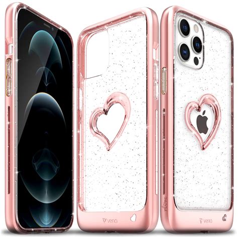 Vena IPhone 12 Pro Max Glitter Case VLove Glitter Heart Case Slim Dual