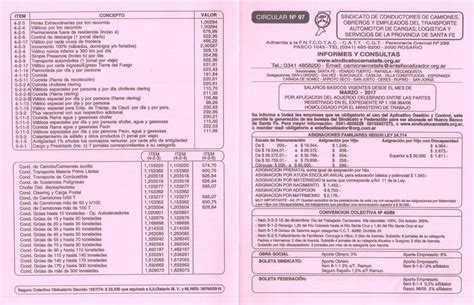 Escala Salarial Marzo 2017 Sindicato De Camioneros De Santa Fe