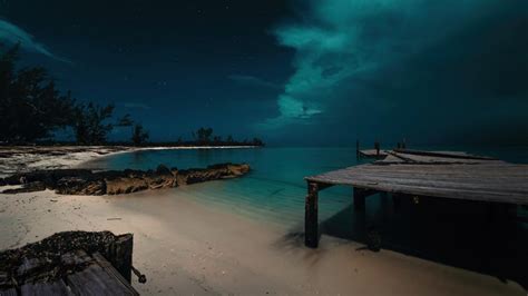 Night Beach In The Bahamas Backiee