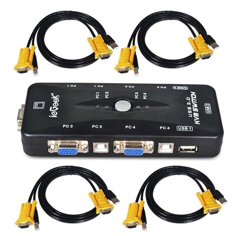 Usb Kvm Switch Vga 4 Ports Controle 4 Pcs From One Keyboardmonitor