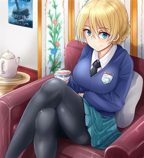 Safebooru Blue Sweaters Blue Skirt Blonde Hair Blue Eyes