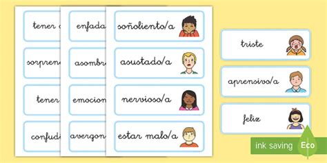 Tarjetas De Vocabulario Las Emociones Y Los Sentimientos