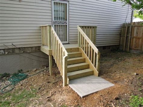 Simple Deck Stairs With Landing | Exterior stairs, Porch steps, Outdoor ...