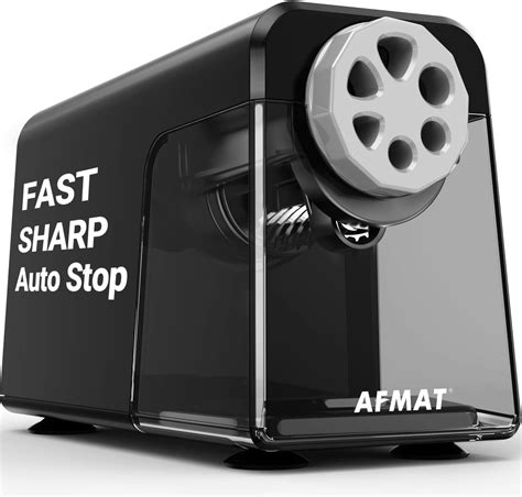 Electric Pencil Sharpener Heavy Duty 6 Holes Auto Stop AFMAT Pencil