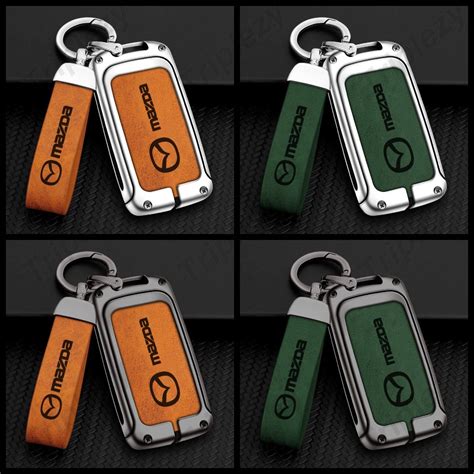 Zinc Alloy Leather TPU Flip Car Key Fob Holder Cover Case For Mazda 2 3