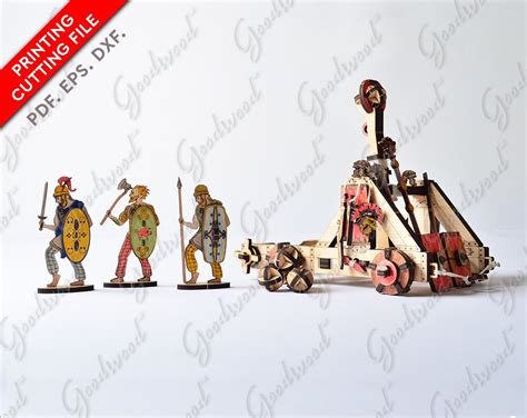 Laser Cut Files 3mm Roman Wood Catapult 3d Puzzle Wood Etsy