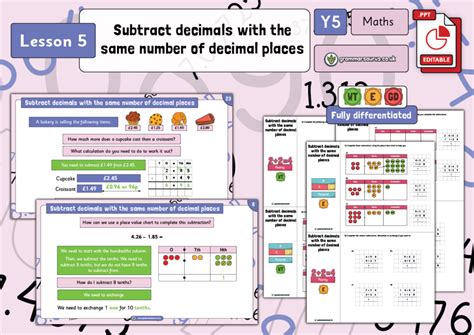 Year 5 Decimals Part 2 Subtract Decimals With The Same Number Of Decimal Places Lesson 5