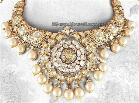 Meena Work Polki Flat Diamond Set Jewellery Designs Jewellery