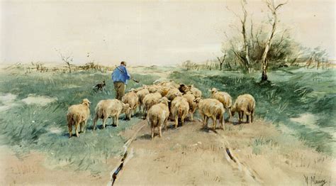 Anton Mauve A Shepherd With His Flock On The Heath