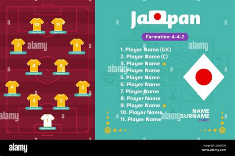 Japan Line Up Football 2022 Turnier Endphase Vektorgrafik Country Team