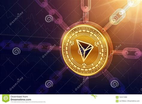 Tron Valuta Cripto Catena Di Blocco Moneta Fisica Isometrica Di D Tron