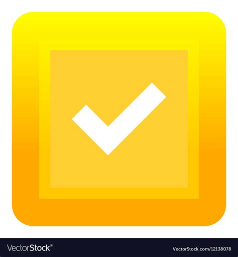 Yellow Square Button Icon Flat Style Royalty Free Vector