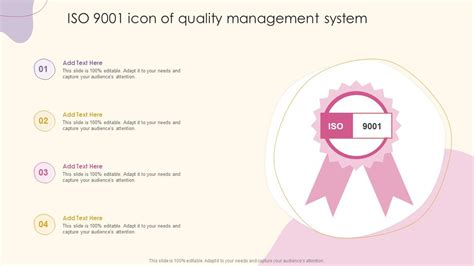 ISO 9001 Icon Of Quality Management System PPT Template