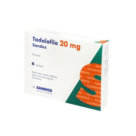 Tadalafilo Sandoz 20 Mg Caja X 4 Tabletas