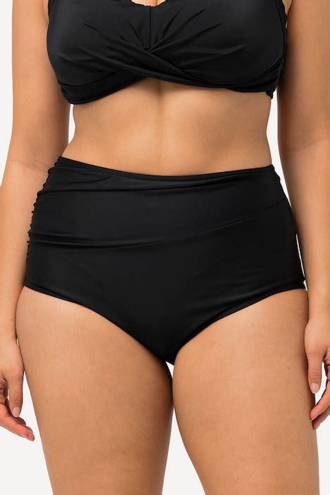 Bikini Hose Drapierung High Waist Schwarz Happy Size