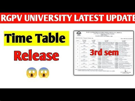 Rgpv News Today Btech Bpharma Rd Semester Time Table Rgpv Rd