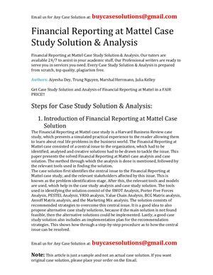 Calaméo Financial Reporting At Mattel Case Study Solution Analysis