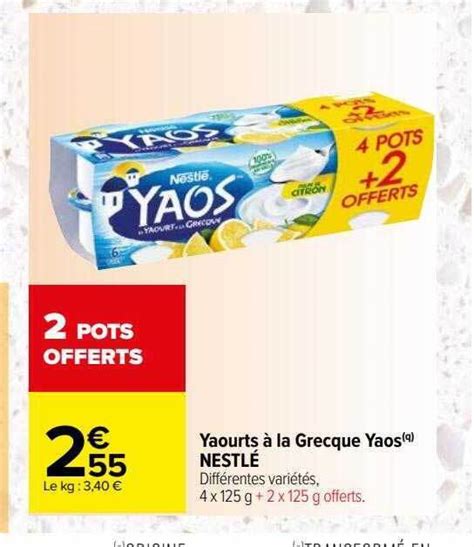 Promo Yaourts à la grecque yaos nestlé chez Carrefour