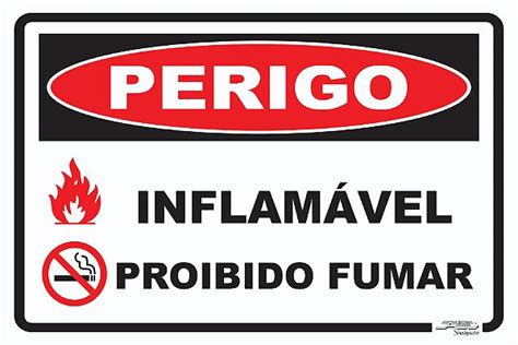 Placa Perigo Inflamável Proibido Fumar Afonso Sinalizações