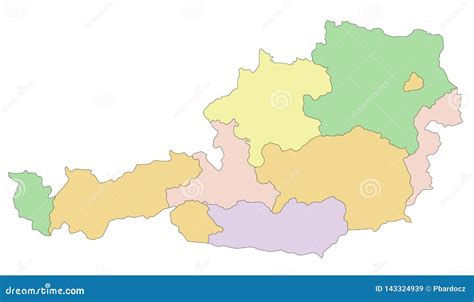 Austria Highly Detailed Editable Political Map Stock Vector