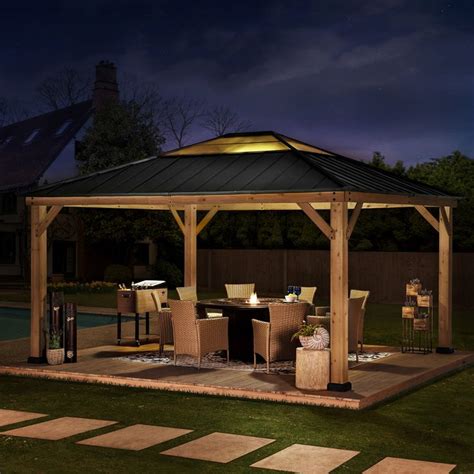 Sunjoy Wooden Hardtop Gazebo For Sale 13x15 For Outdoor Backyard Patio Gazebo Hardtop Gazebo