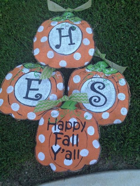 Happy Fall Y All Burlap Pumkin Door Hanger Fall By Burlapulous