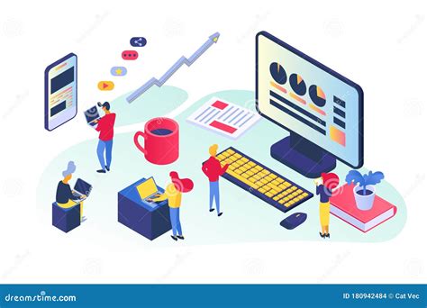 Business Analysis At Office Isometric Vector Illustration Teamwork Developing Successful