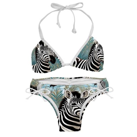 Zebra Stylish Swim Suits Bikini Set Detachable Sponge Adjustable