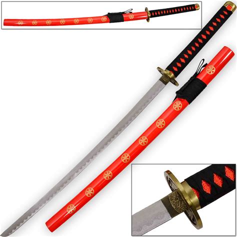 Hachiman Katana Of War Japanese Frostbite Sword Tosho Red And Black