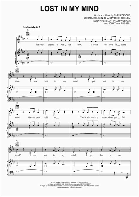 Lost In My Mind Piano Sheet Music | OnlinePianist