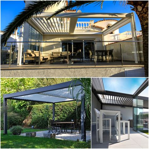 Pergolas bioclimatiques alu à lames rétractables sur mesure Komilfo