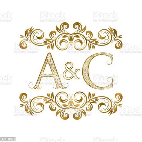 Ilustración De Símbolo De Iniciales Vintage Ac Letras A C Ampersand