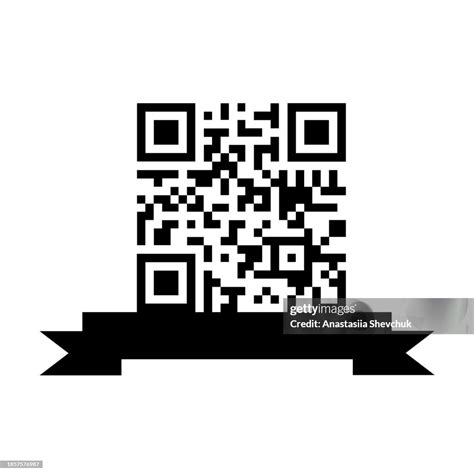 Qrcode And Ribbon Icon Silhouette Black Qrcode With Ribbon Icon Vector