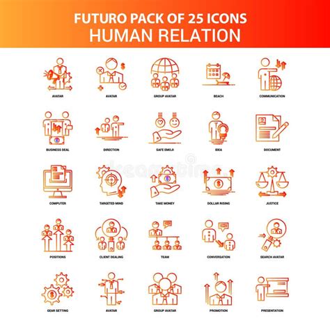 Sistema Anaranjado Del Icono De La Relaci N Humana De Futuro